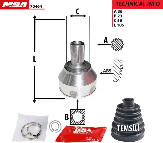 AKS KAFASI KIT DIŞ SAĞ ( FORD FOCUS 1.6 BENZİNLİ 04- ) 1345638I706023