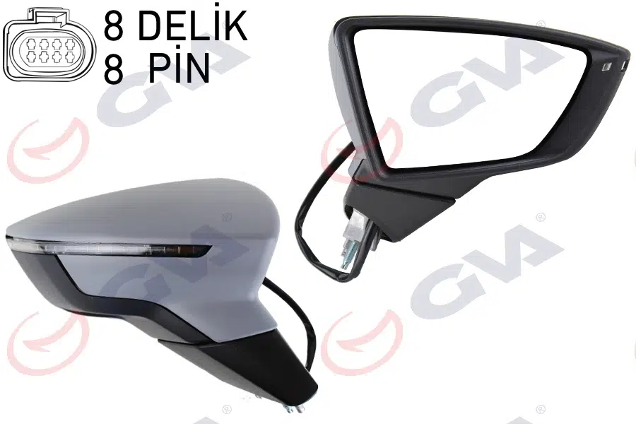 DIŞ DİKİZ AYNASI SAĞ LEON 12> ELEKTRİKLİ KATLANIR ISITMALI SENSÖRLÜ SİNYALLİ ASTARLI KONVEKS VM-367EBR 5F1857508P
