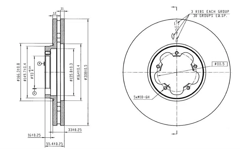 FREN DISK ON HAVA KANALLI 308-5 ( FORD TOURNEO CUSTOM V362 V363 13 - ) BK211125A1D