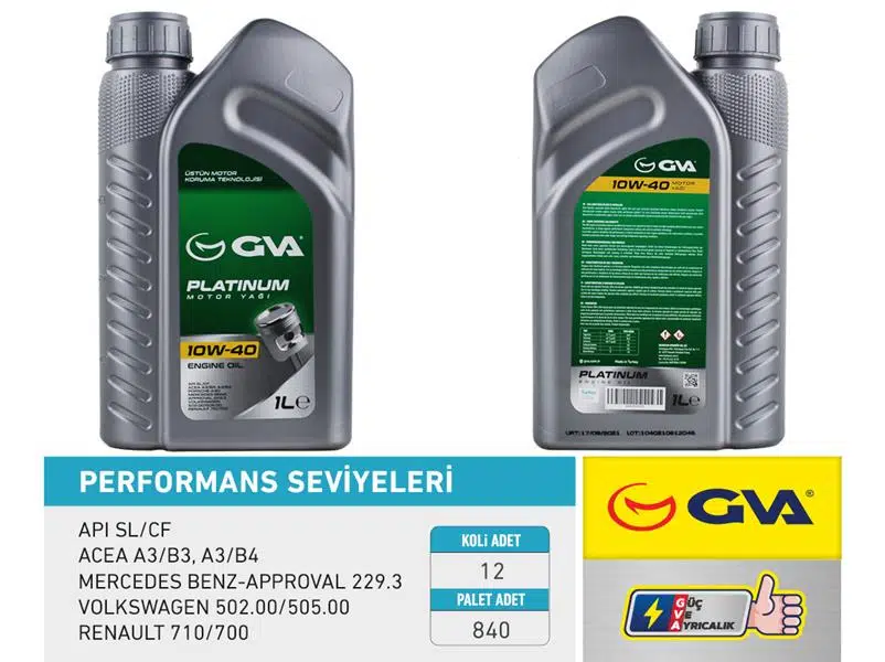 MOTOR YAĞI 10W40 1 LT PLATINUM YARI SENTETİK API SL/CF (12 ADET) 10W40