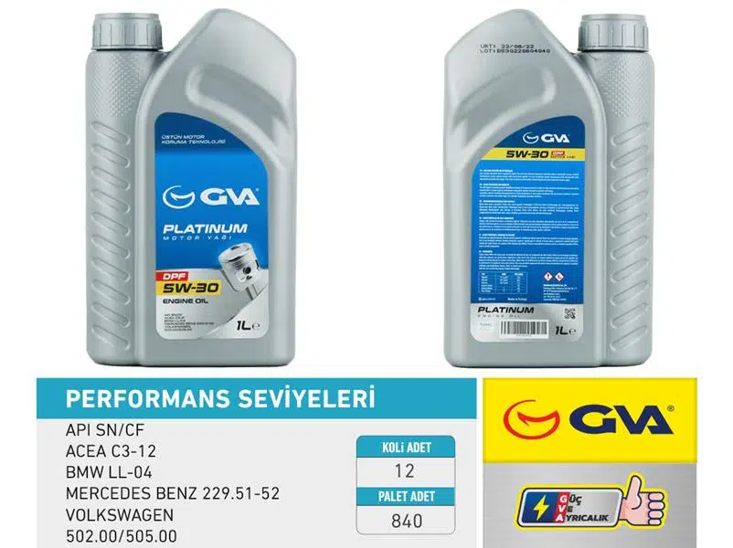 MOTOR YAĞI 5W30 1 LT PLATINUM PARTİKÜLLÜ-DPF TAM SENTETİK API SN/CF (12 ADET) 5W30-93165554-7711943759