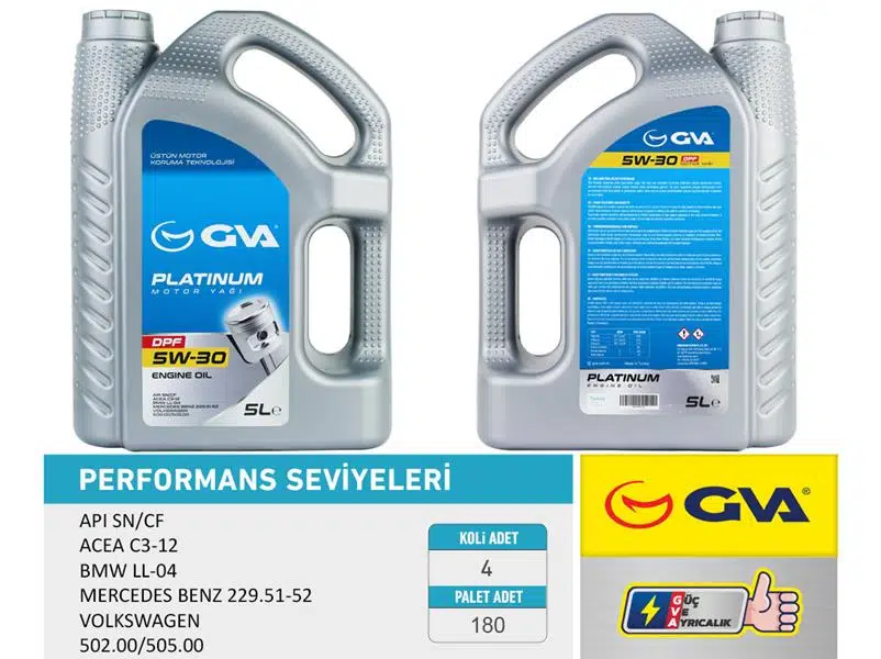 MOTOR YAĞI 5W30 5 LT PLATINUM PARTİKÜLLÜ-DPF TAM SENTETİK API SN/CF (4 ADET) 5W30-93165557